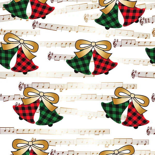 Buffalo Cuadros Navidad Jingle Bells Fondo Página Música Patrón Festivo — Archivo Imágenes Vectoriales