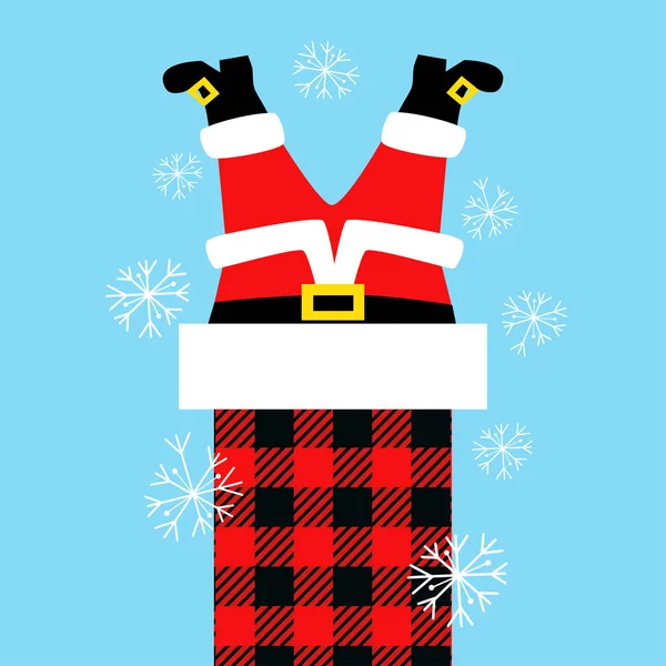 Santa Coincé Dans Cheminée Illustration Vectorielle Noël — Image vectorielle
