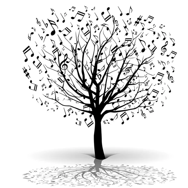 Notas musicales del árbol musical — Vector de stock