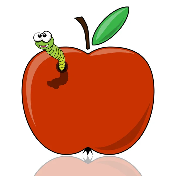 The worm in the apple — Stock Vector