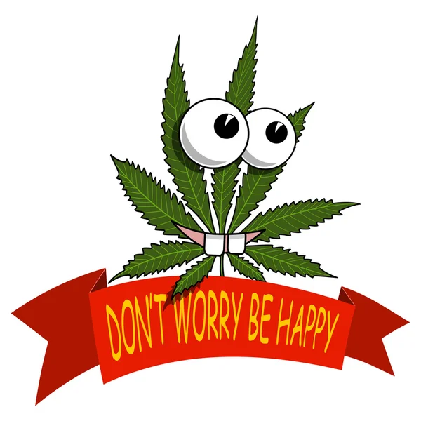 Un cartone animato marijuana sorridente e felice — Vettoriale Stock