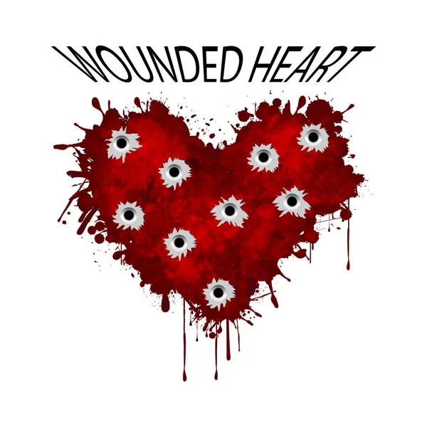 Wounded heart on a white background — Stock Vector