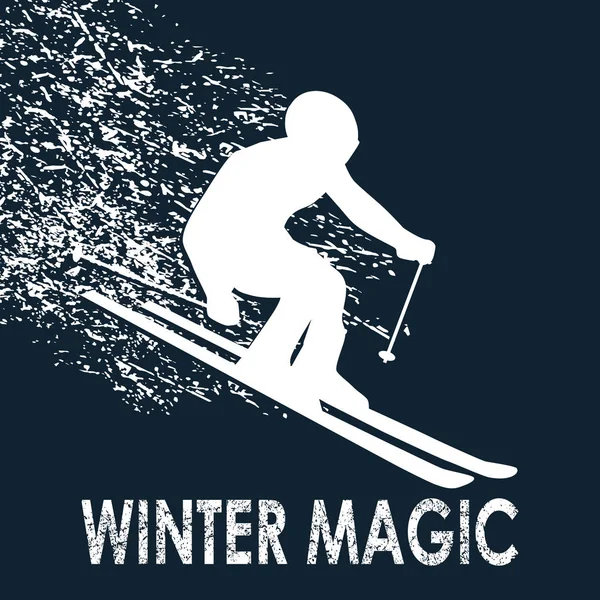 Illustration skieur-Magie hivernale — Image vectorielle
