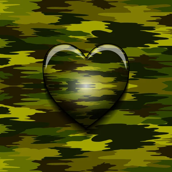 Military camouflage heart — Stock Vector