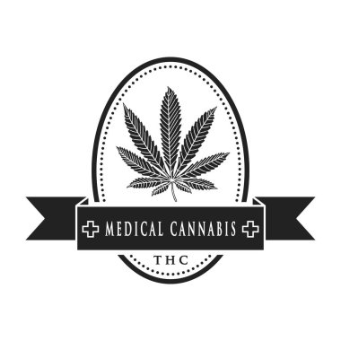 Tıbbi esrar-amblemi. llustration beyaz bir arka plan üzerinde bir amblem olarak tıbbi esrar.