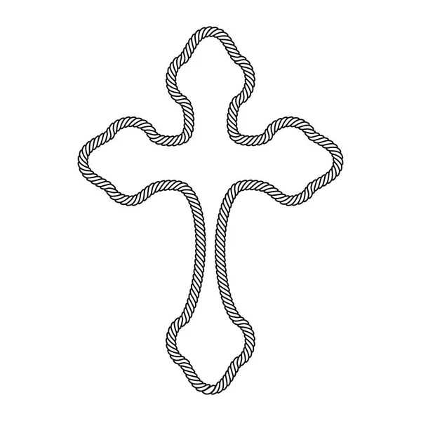 Православный Крест Канатах Верёвка Православного Креста Белом Фоне — стоковый вектор