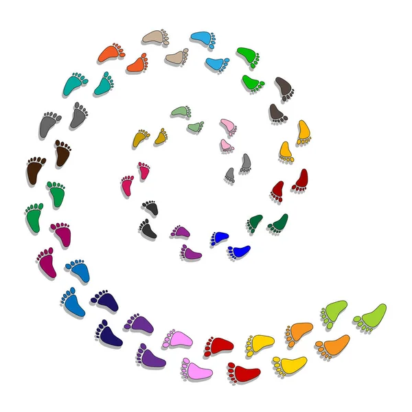 Pieds Comme Des Marches Spirale Illustration Pas Colorés Comme Une — Image vectorielle