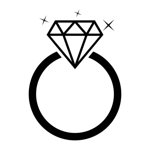 Diamant Smycken Ring Illustration Kvinnliga Diamantring Vit Bakgrund — Stock vektor