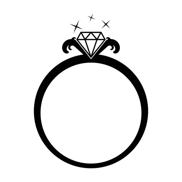 Diamant Smycken Ring Illustration Kvinnliga Diamantring Vit Bakgrund — Stock vektor