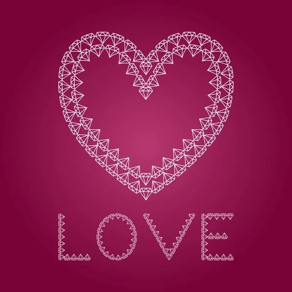 Diamond Heart Love Illustration Diamond Heart Symbol Love — Stock Vector