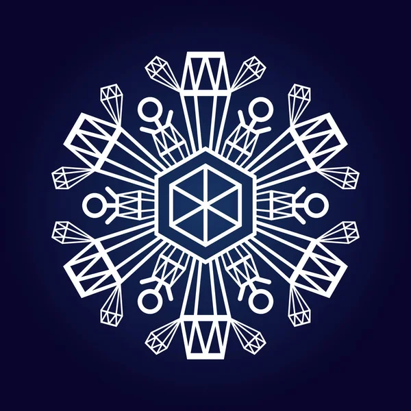 雪花冬天的象征 作为冬季象征的水晶雪花片的插图 — 图库矢量图片