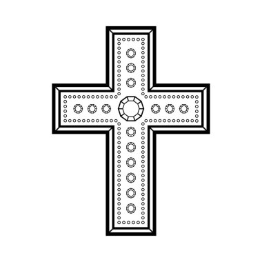 Hıristiyan dekoratif çapraz. Resimde siyah beyaz bir arka plan üzerinde Hıristiyanlığın sembolü olarak çapraz.