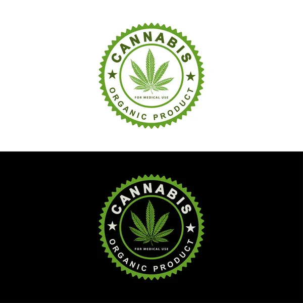 Cannabis Orgánico Medicinal Ilustración Del Cannabis Medicinal Como Emblema Sobre — Vector de stock