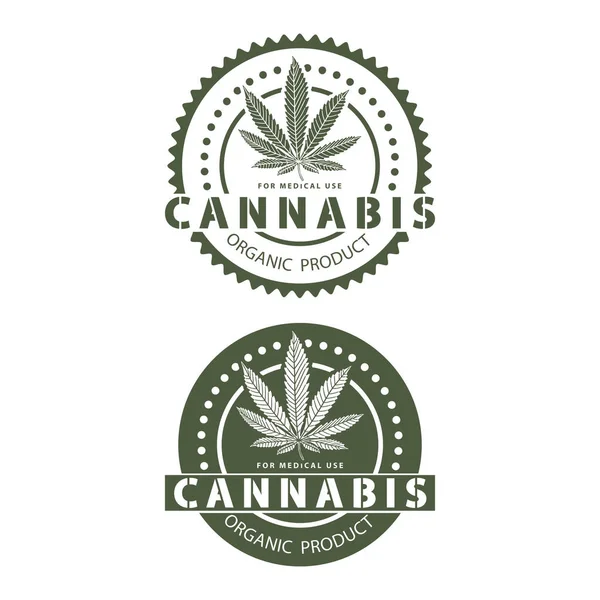 Medische Biologische Cannabis Illustratie Van Medicinale Cannabis Als Een Embleem — Stockvector