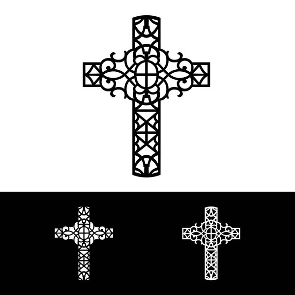 Decorative Cross Silhouette Illustration Decorative Cross Symbol Christian Faith — Stock Vector