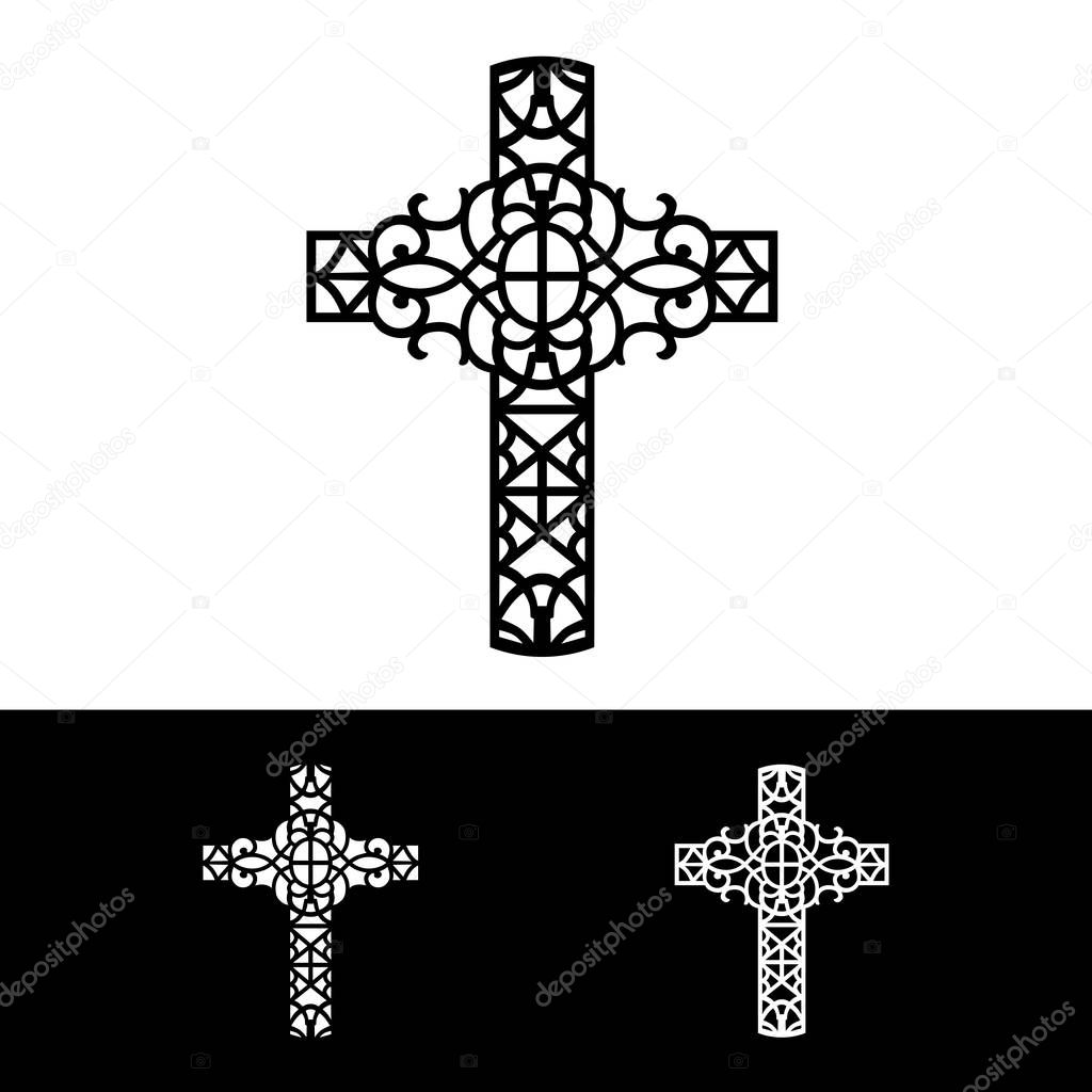 Decorative cross of silhouette. Illustration of a decorative cross as a symbol of a Christian faith.
