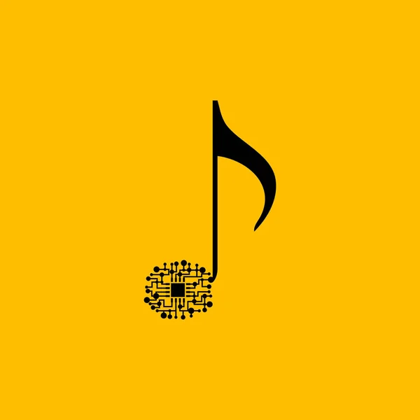 Music Note Chip Illustration Musical Note Chip Yellow Background — Stock Vector