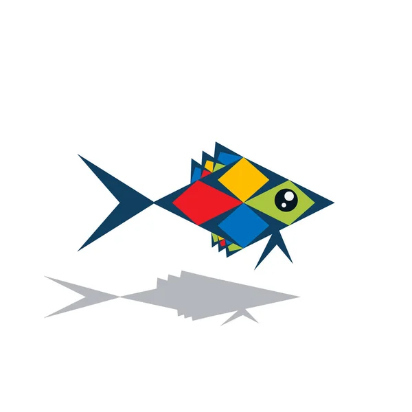 Peces Geométricos Coloridos Ilustración Colorido Pez Geométrico Sobre Fondo Blanco — Vector de stock