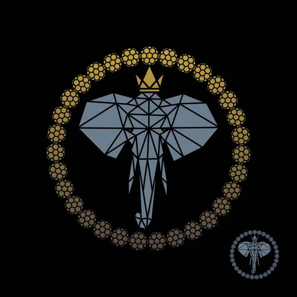 王室の象だ黒を基調とした王家の象のロゴデザインのイラスト — ストックベクタ