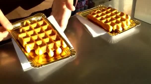Video Chocolate Waffles — Stock Video