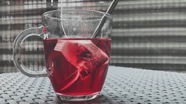 Bebida Chá Vermelho Saudável — Vídeo de Stock