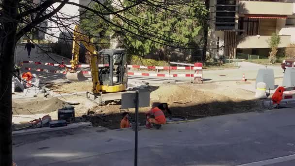 Personas Que Trabajan Modo Timelapse Sitio Construcción — Vídeos de Stock