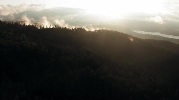 昼間の美しい山々の風光明媚な風景の空撮 — ストック動画
