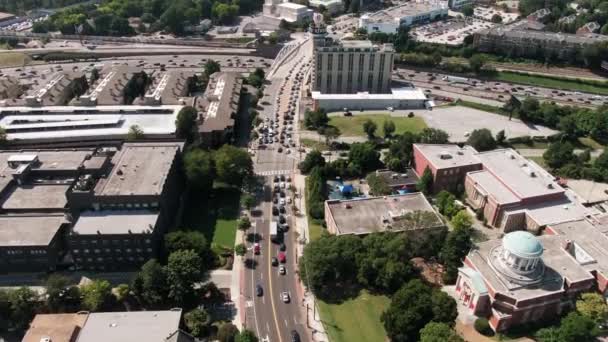 Drone Beelden Van Een Zakenwijk Van Een Stad — Stockvideo