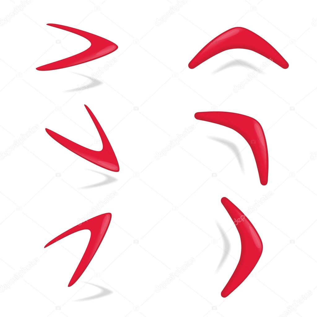 Red color boomerang different foreshortening