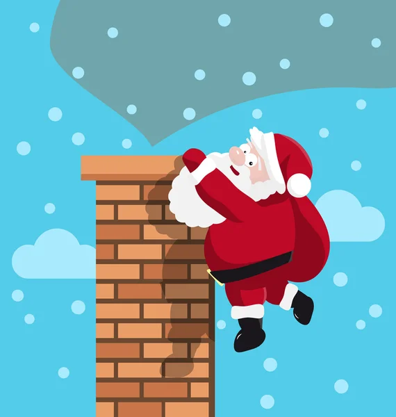 Père Noël en Cheminée — Image vectorielle