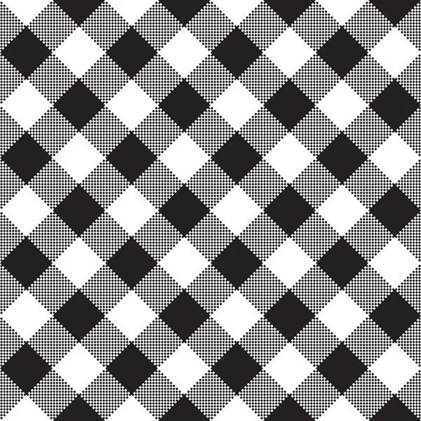 Tablero de ajedrez blanco negro comprobar patrón sin costura textil diagonal — Vector de stock