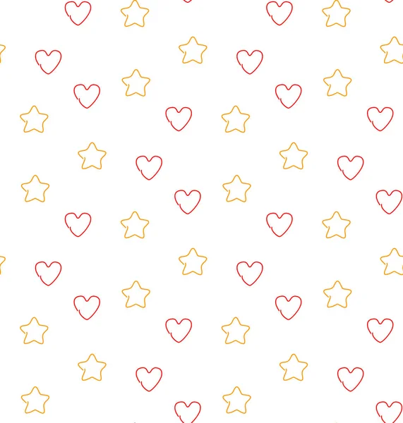 Herzen und Sterne nahtloses Muster — Stockvektor