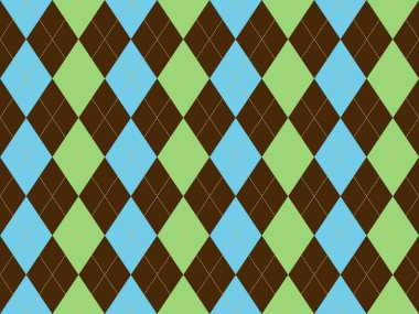 Kahverengi yeşil mavi argyle seamless modeli