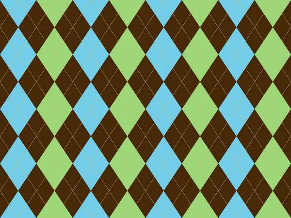 茶色緑青いアーガイル シームレス パターン — ストックベクタ