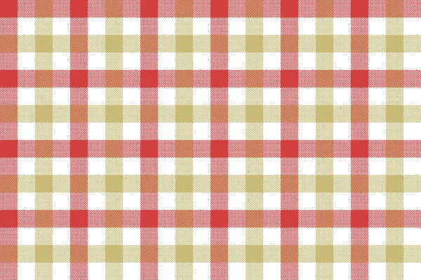 Rojo beige comprobar textura tela fondo patrón sin costuras — Vector de stock