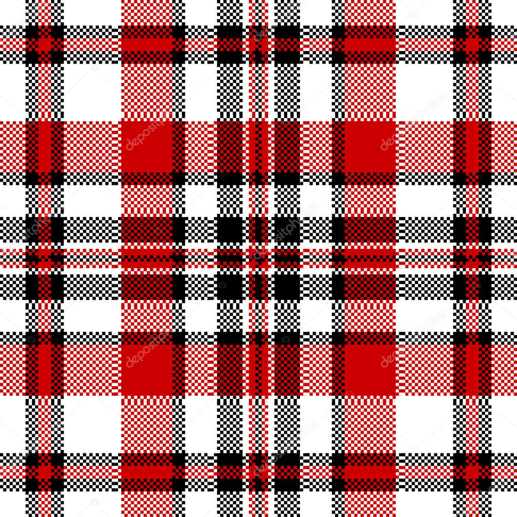 White red check square pixel seamless pattern