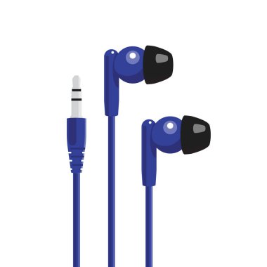 Mini jack konektörlü mavi kulaklık