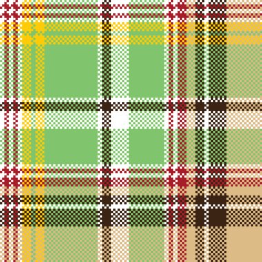 Yeşil ekoseli piksel doku madras renk kumaş seamless modeli