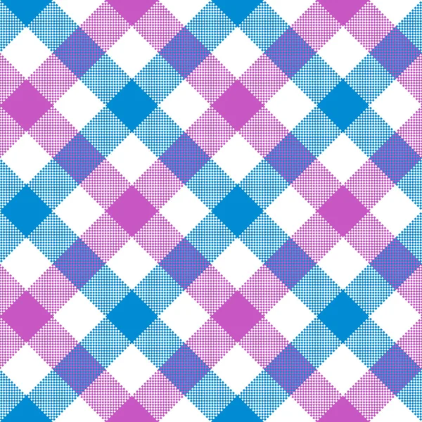 Blå Rosa diagonal rutig pläd sömlösa mönster — Stock vektor