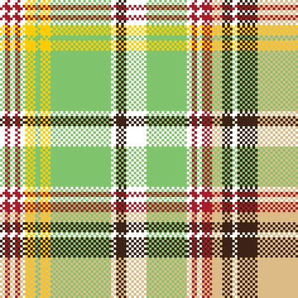緑の格子縞ピクセル テクスチャ マドラス色布シームレス パターン — ストックベクタ