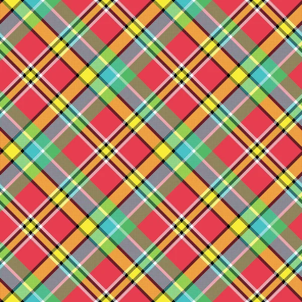 Madras plaid diagonale pixellisé motif sans couture — Image vectorielle