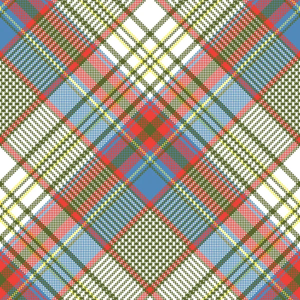 Plaid fabric texture square pixels shirt seamless pattern — Stock Vector
