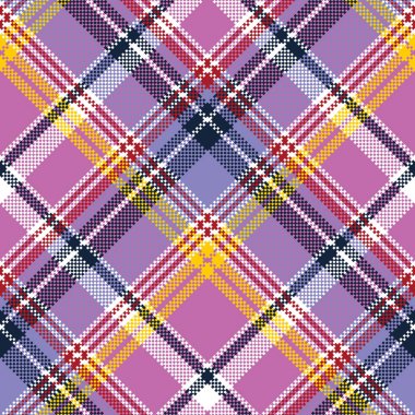 Pembe mor ekose piksel doku kumaş seamless modeli