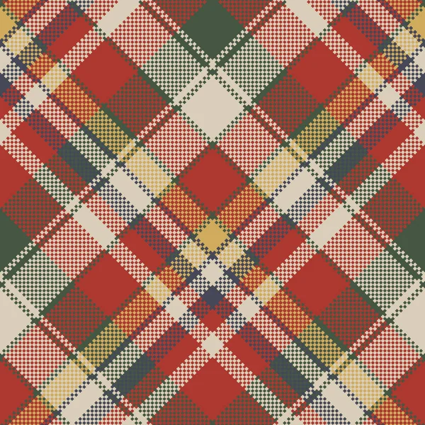 Canvas pixel plaid seamless fabric texture — Stock Vector