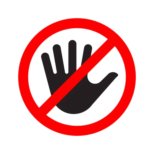Kein Eintrittszeichen-Symbol mit durchgestrichener Hand — Stockvektor