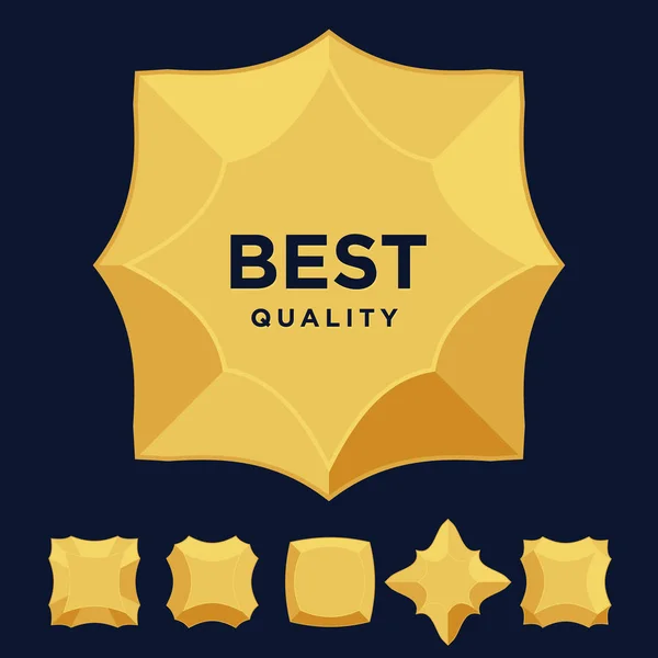 Ster goud award beste kwaliteit platte ontwerpset — Stockvector
