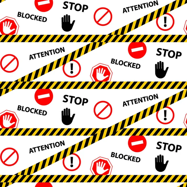 Stop blockierte Aufmerksamkeit Gefahr nahtlose Muster — Stockvektor