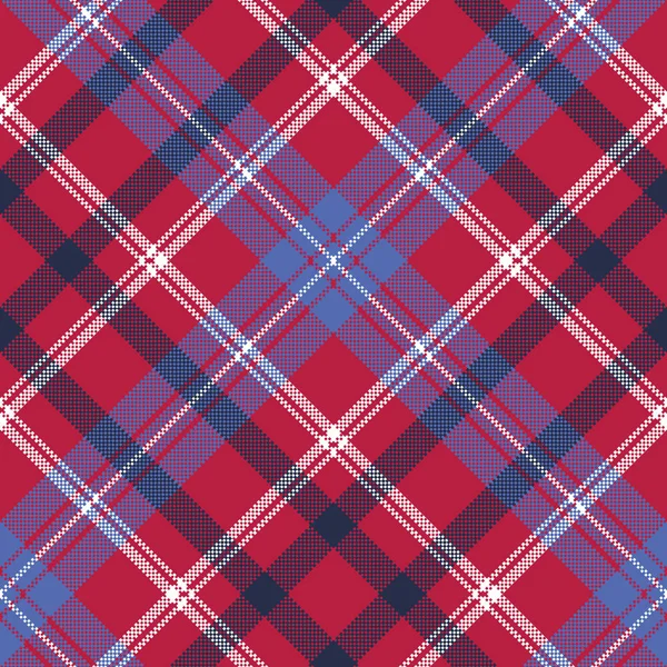 Tartan vermelho pixel textura tecido xadrez padrão sem costura — Vetor de Stock