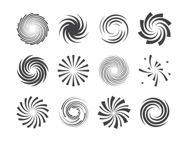 Spirale und Wirbelbewegung Drehkreise Design-Element-Set — Stockvektor
