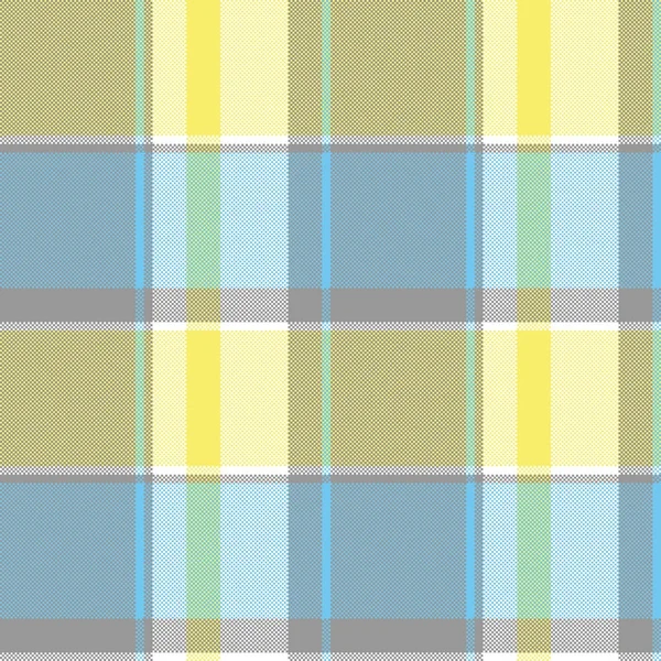 Gelb blau grau pixelkariertes nahtloses Muster — Stockvektor
